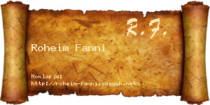 Roheim Fanni névjegykártya